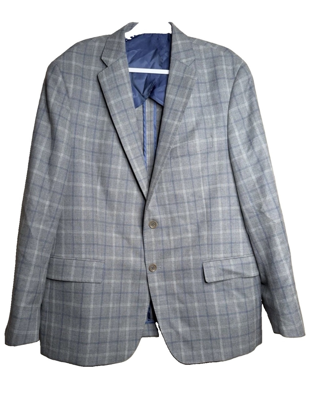 Hart Schaffner Marx Sport Coat Blazer 46 Gray Plaid Wool Jacket Lanificio Comero
